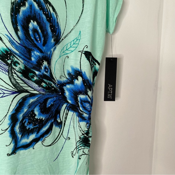 Apt. 9 Mint Green Blue Print Scoop Neck Top NWT - Picture 4 of 6